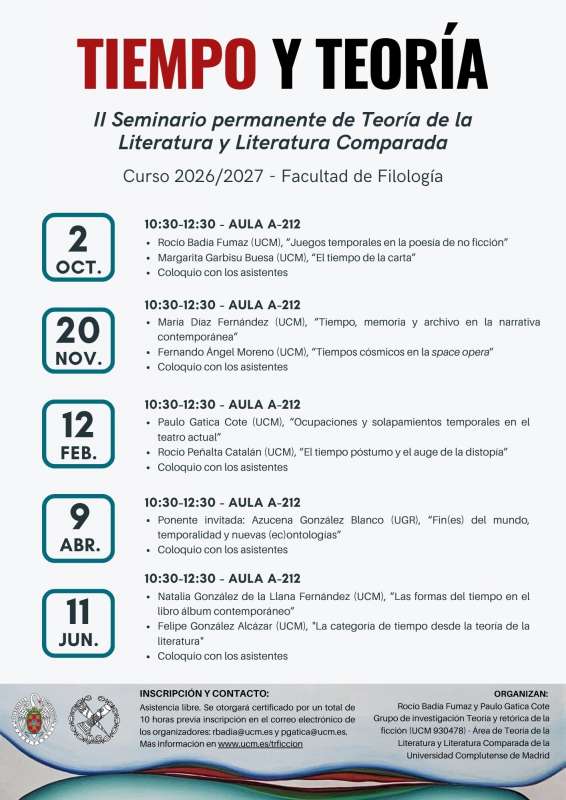 Calendario de sesiones del II Seminario permanente de Teoría de la Literatura y Literatura Comparada - 1
